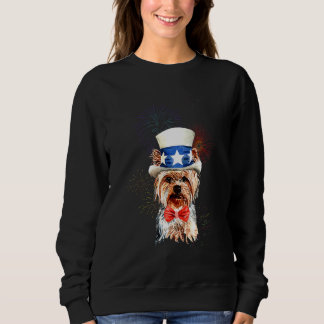 Yorkshire Terrier Us Flag Hat Firework July 4th Do Sweatshirt