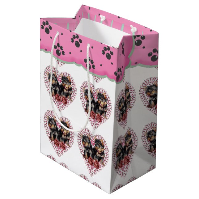 Yorkshire Terrier Valentine's Day Medium Gift Bag (Back Angled)
