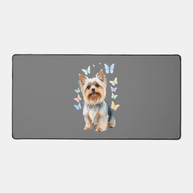 Yorkshire Terrier Vector Painting Adorable Fun Joy Desk Mat (Front)