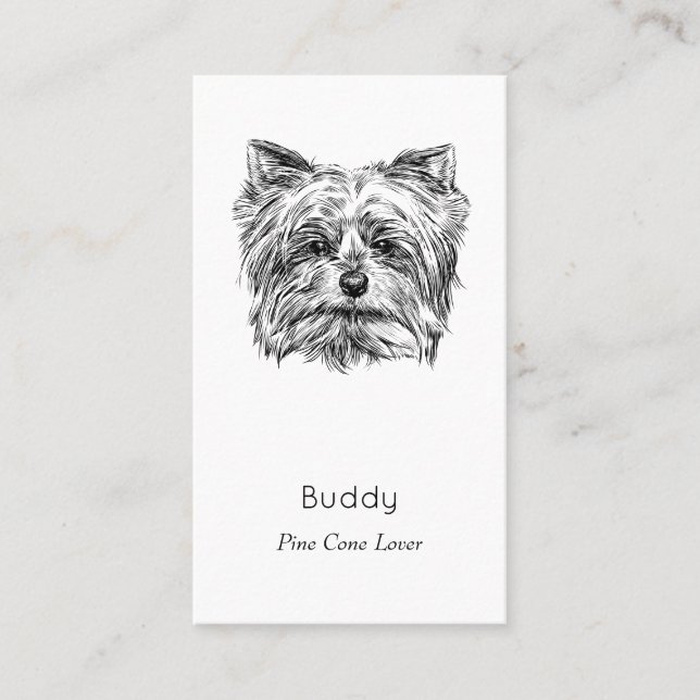 Yorkshire Terrier Vintage Business Card - Black (Front)