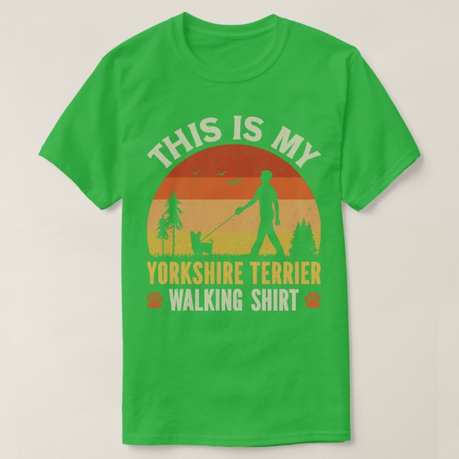 Yorkshire Terrier Walking T-Shirt (Design Front)