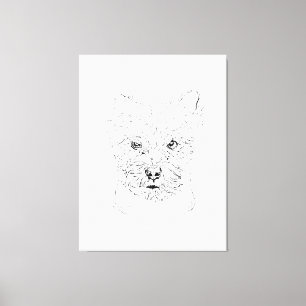 Yorkshire Terrier Wall Art,Minimalist Line Drawing Canvas Print