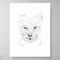 Yorkshire Terrier Wall Art,Minimalist Line Drawing