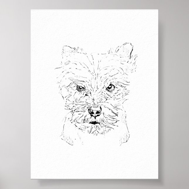 Yorkshire Terrier Wall Art,Minimalist Line Drawing Poster (Front)