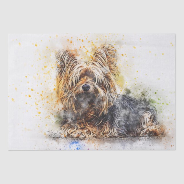 Yorkshire Terrier Watercolor Decoupage Tissue Paper (Front)