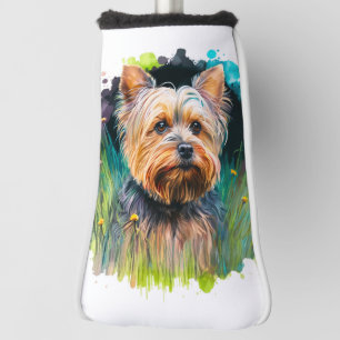 Yorkshire Terrier Watercolor Putter Golf Head Cover
