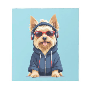 Yorkshire Terrier Wearing Hoodie Funny Cool Animal Notepad