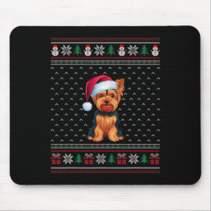 Yorkshire Terrier Wearing Santa Hat Ugly Xmas Dog  Mouse Mat
