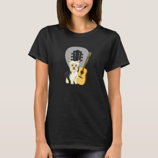 Yorkshire Terrier With Acustic Guitar Cool Guitari T-Shirt