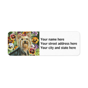 Yorkshire Terrier with Pansies