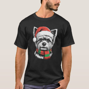 Yorkshire Terrier Xmas Santa Hat Scarf Christmas C T-Shirt