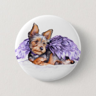 Yorkshire Terrier Yorkie Angel 6 Cm Round Badge
