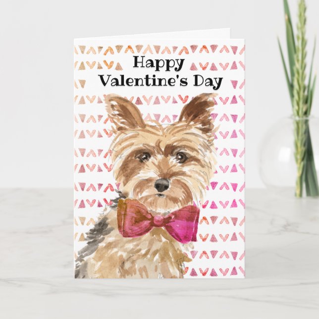 Yorkshire Terrier Yorkie Dog Valentines Day Card (Front)