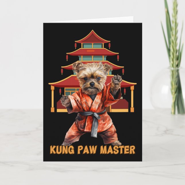 Yorkshire Terrier Yorkie Karate Martial Arts Funny Card (Front)