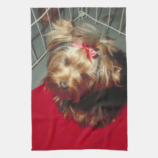 Yorkshire Terrier Yorkie Kitchen Towel (Vertical)