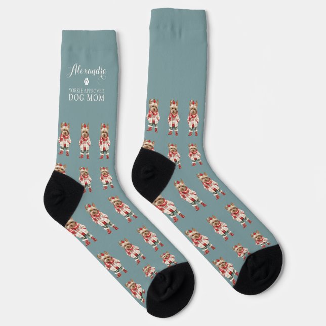 Yorkshire Terrier Yorkie Teal Custom Socks (Right)