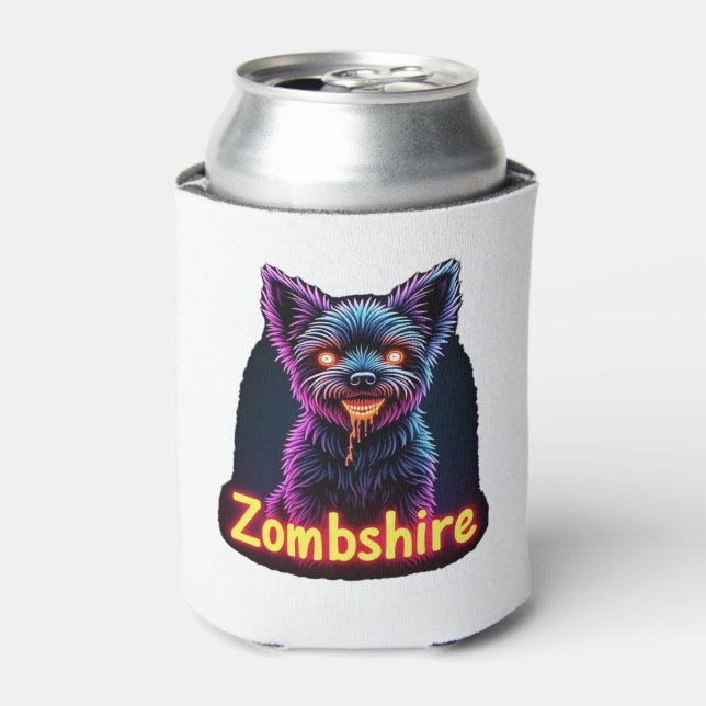 Yorkshire Terrier Yorkie Zombie Dog Halloween Over Can Cooler (Can Front)