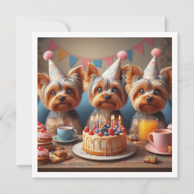 Yorkshire terrier, Yorkshire birthday Invitation (Front)