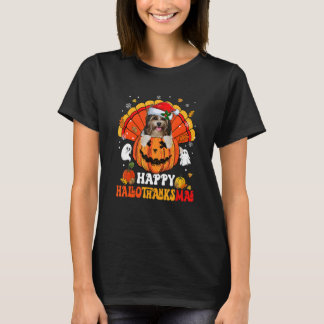 Yorkshire Terriers Dog Happy Hallothanksmas Hallow T-Shirt
