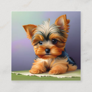 Yorkshire Terriers, or “Yorkies” as They are Affec Square Business Card