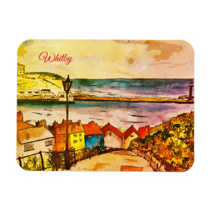 Yorkshire Whitby 199 Steps original Art   Magnet