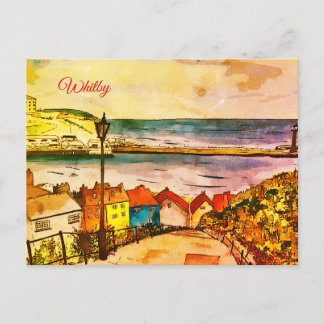 Yorkshire Whitby 199 Steps original Art  Postcard