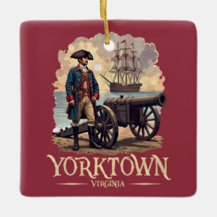 Yorktown Virginia Colonial Soldier Vintage Ceramic Ornament