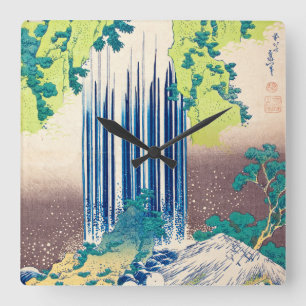 Yoro Falls in Mino Province, 1833-1834 by Hokusai Square Wall Clock