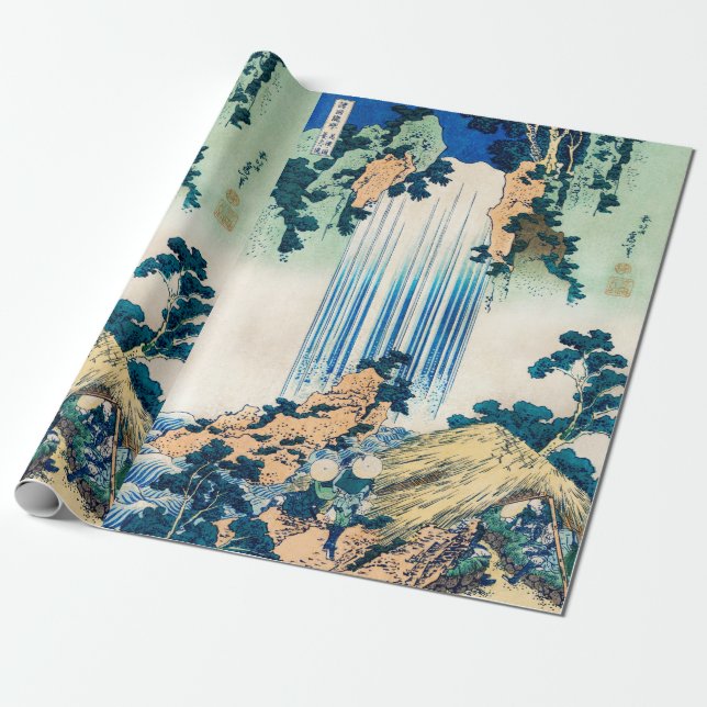 Yoro Waterfall Mino Province by Katsushika Hokusai Wrapping Paper (Unrolled)