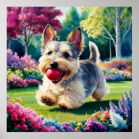 Yorshire Terrier Puppy Playing in the Park