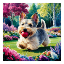 Yorshire Terrier Puppy Playing in the Park