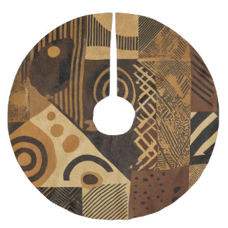 Yoruba African designs in earth tones Brushed Polyester Tree Skirt