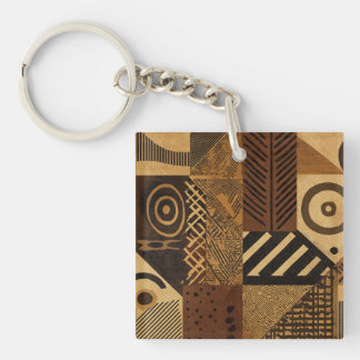 Yoruba African designs in earth tones Key Ring