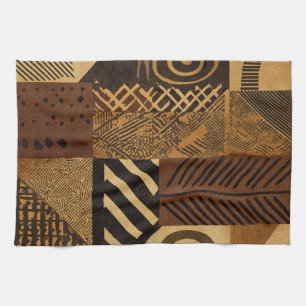 Yoruba African designs in earth tones Tea Towel