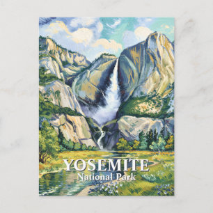 Yosemite Bridalveil Fall Colorful Van Gogh Vintage Postcard