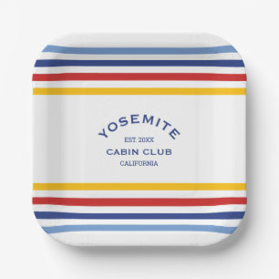 Yosemite Cabin Club Custom Crest Park Stripe Paper Plate