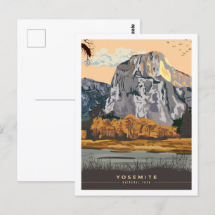 Yosemite California USA Travel Place Illustration Postcard