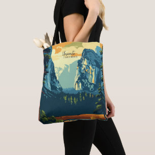 Yosemite California USA Vintage Art Illustration Tote Bag