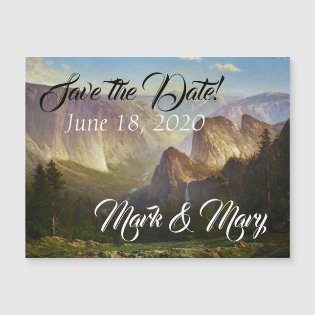 Yosemite Domes Falls Save the Date Magnetic Card (Front)