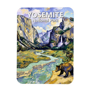 Yosemite El Capitan Bear Tunnel View Van Gogh Art Magnet