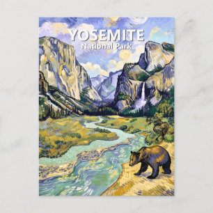 Yosemite El Capitan Bear Tunnel View Van Gogh Art Postcard