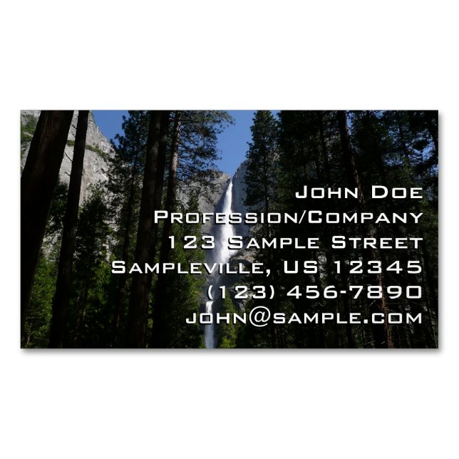 Yosemite Falls and Woods Landscape Photography Magnetic Business Card (Front)
