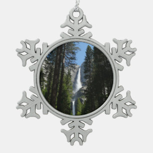 Yosemite Falls and Woods Landscape Photography Snowflake Pewter Christmas Ornament