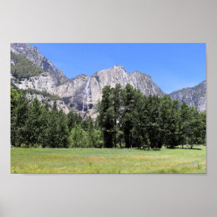 Yosemite Falls and Yosemite Valley Meadows Poster