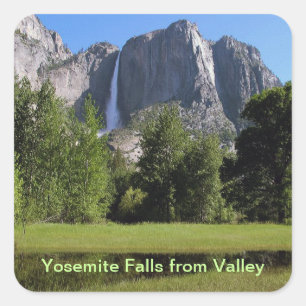 Yosemite Falls from Valley in California Square Sticker