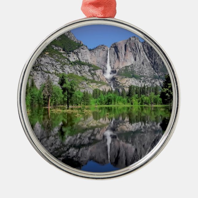 Yosemite Falls Reflection Metal Tree Decoration (Front)