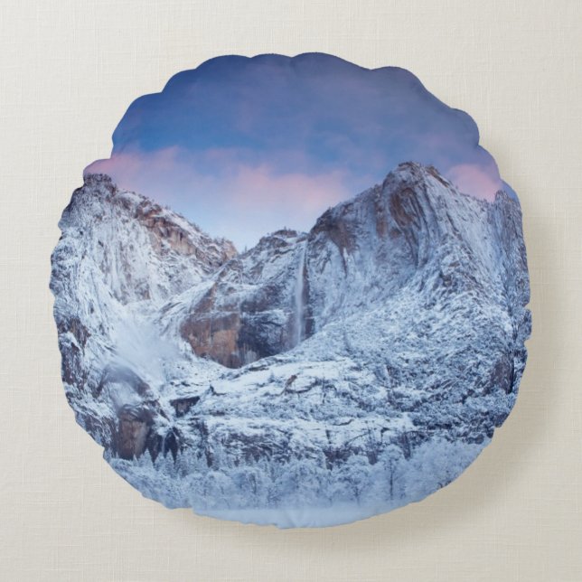 Yosemite Falls Sunrise Round Cushion (Front)