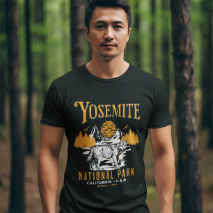 Yosemite Forest Landscape with Vintage Wolf T-Shirt