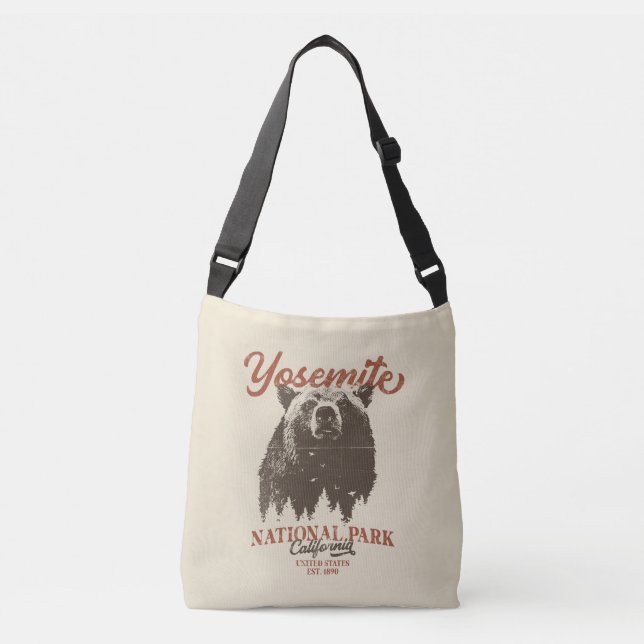 Yosemite Grizzly Bear California National Park Crossbody Bag (Front)