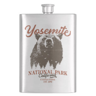 Yosemite Grizzly Bear California National Park Hip Flask